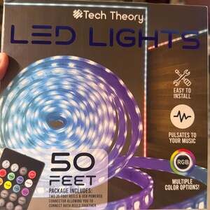 Tech Theory 50‎ Feet RGB LED Light Strip with Remote and Music Sync